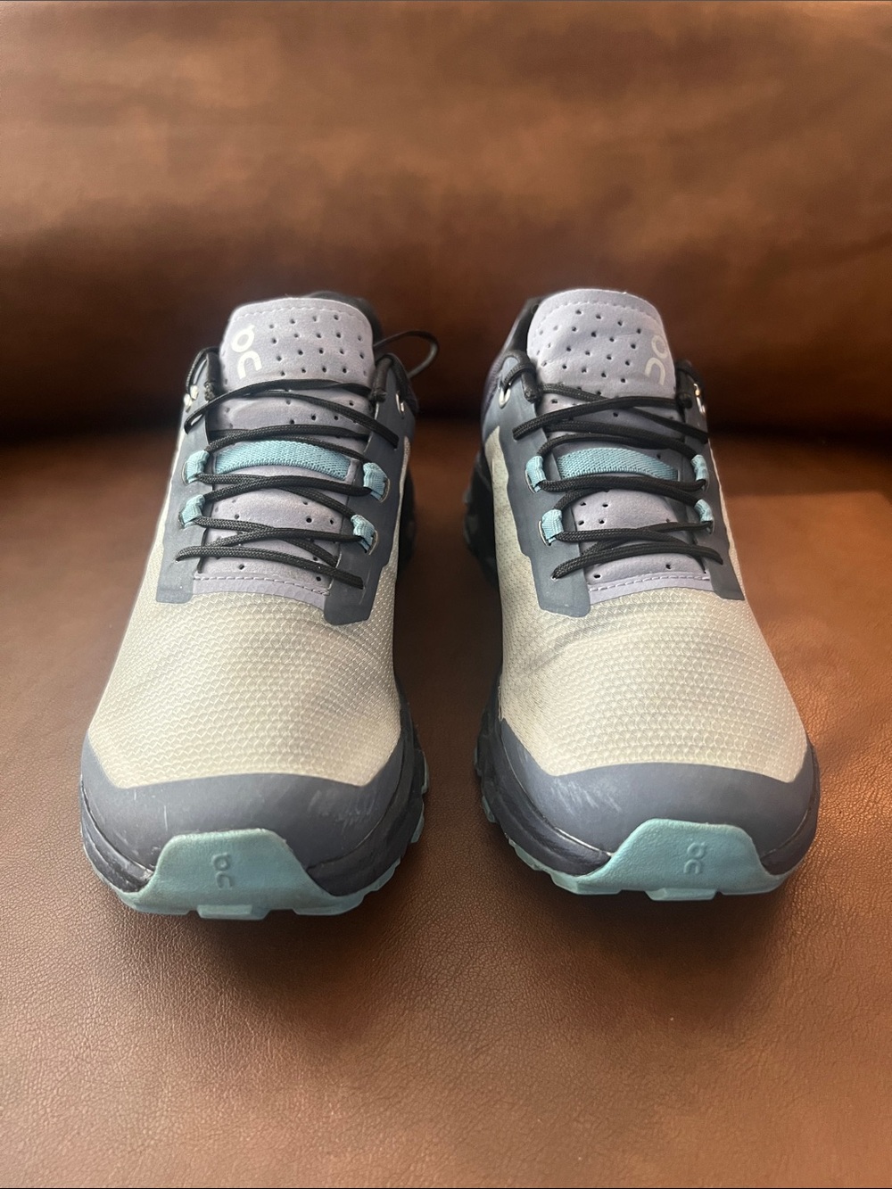 On Running Women's Trail Shoes in Light Gray and Seafoam